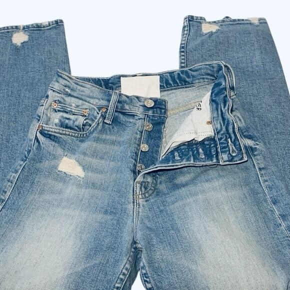 Mother Superior The Tomcat Distressed Straight Leg Jeans In The Confession 24 - Picture 5 of 14